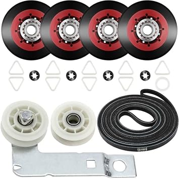UPGRADED 4392067 Dryer Repair Kit with W10837240 Idler Pulley - Replaces Whirlpool Cabrio Duet Maytag Bravos XL Kenmore Elite, Includes WPW10314173 & 661570V & 279640 - AMI PARTS