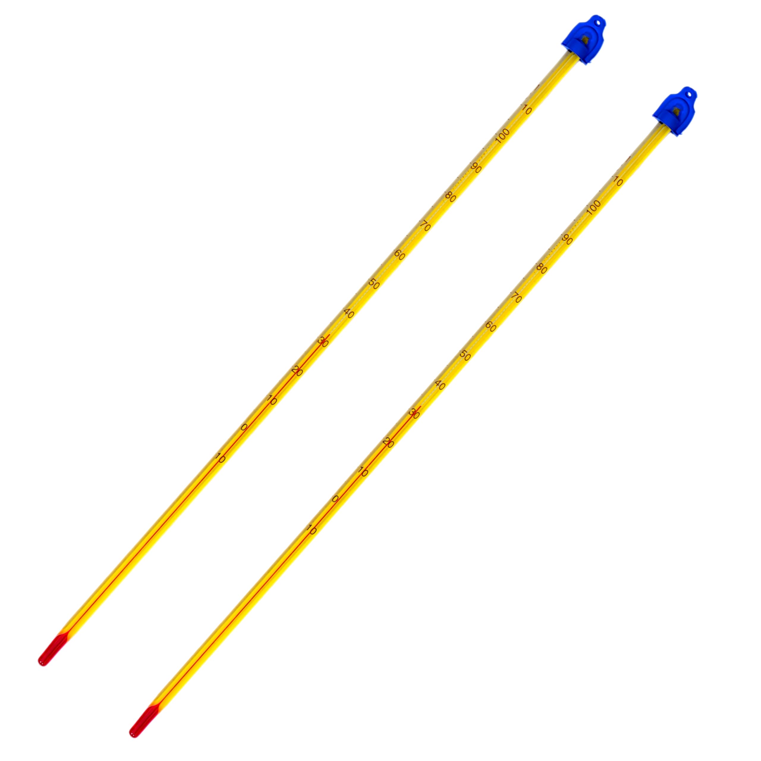 LABAURA Non-Mercury Glass Thermometer with Plastic Case | Alcohol Filled -10 to110°C with Hanging Hole 300mm Length Ideal for Laboratory, Industrial, Kitchen Household Use (Yellow, Pack of 2)