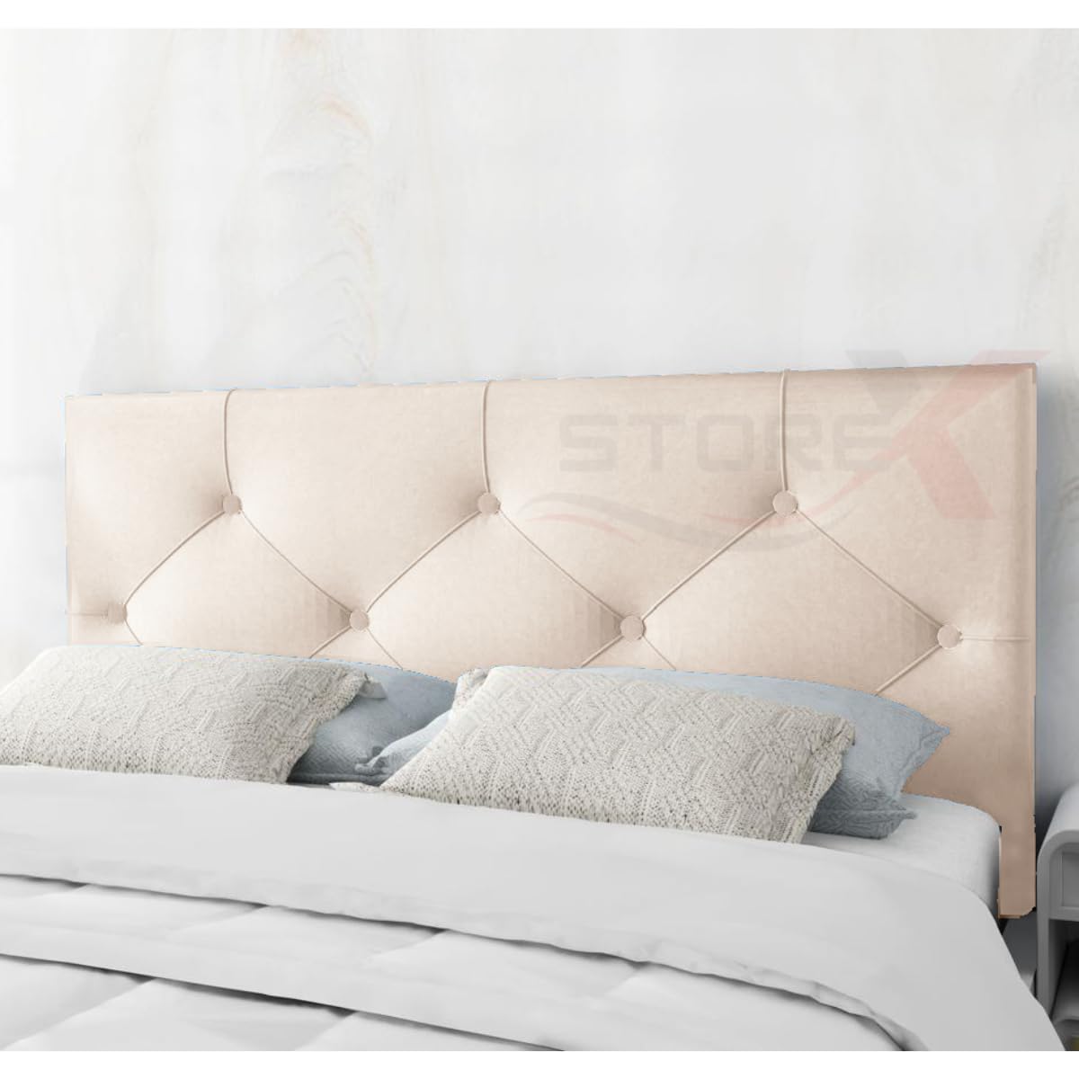 STOREX 24 inch Plush Fabric Padded Headboard For Devan Bed Bedroom Furniture Size 2Ft 6Inch/ 3Ft/ 4 Ft/ 4Ft 6Inch/ 5Ft /6Ft -24 Inch Height (CREM, 3FT Single)