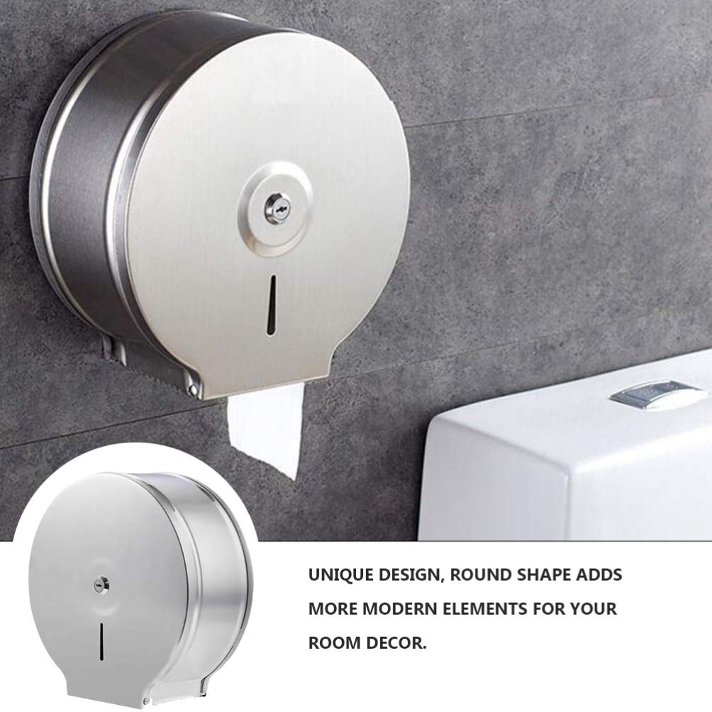 TOPBATHY Portapapeles Diseño Moderno y Redondo de Acero Inoxidable para Baño Montado en Pared Dispensador de Toallas de Papel para Rollos Grandes