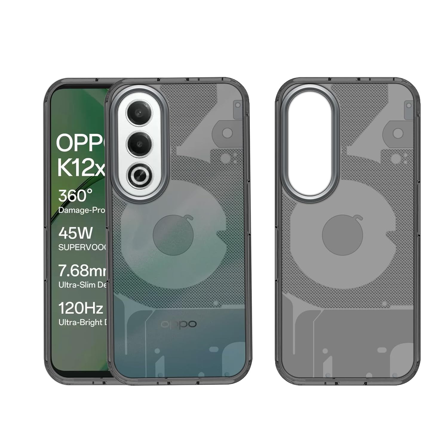 HELLO ZONE Back Cover Case for Oppo K12x 5G - Smoke Grey Transparent (B0DF2TSCKY) Amazon Price History, Amazon Price Tracker