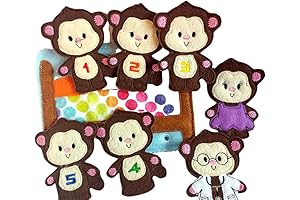 Five Counting Monkeys Finger Puppet Toddler Quiet Book Page