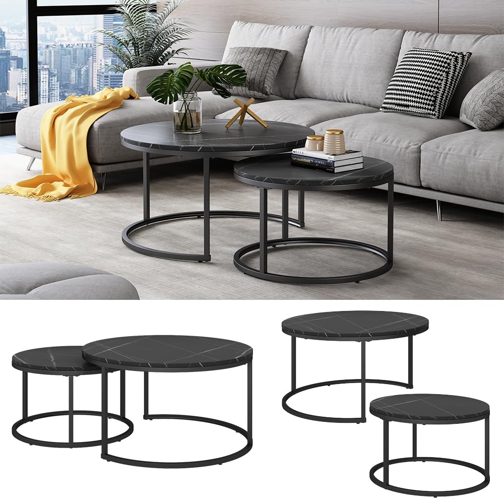 Vicco Couchtisch-Set Montreal, Schwarz, 77 x 40 cm 2 Teile, platzsparend klappbar und vielseitig kombinierbar