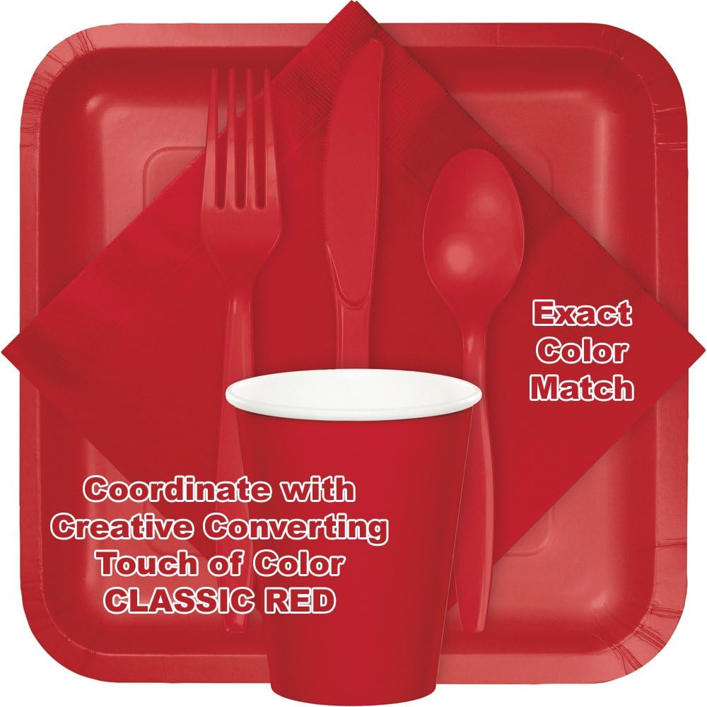 Creative Converting Touch of Color 100 Count 2-Ply Paper Dinner Napkins, Classic Red