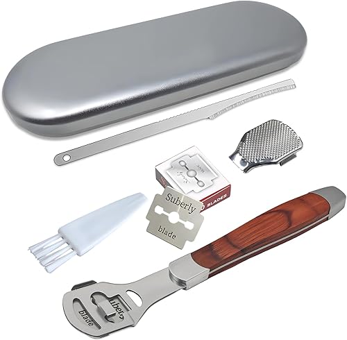 Afeitadora de callos con mango de madera, kit de lima de pie de pedicura, removedor de callos de lima, raspador de alta calidad para eliminar