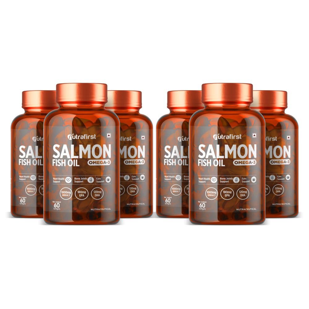 Nutrafirst Salmon Fish Oil Capsules with Omega-3 (1000mg), EPA (180mg) & DHA (120mg) for Healthy Heart, Brain, Eyes & Joints 360 Softgels I Omega 3 Fish Oil Supplements for Women and Men, Pack of 6 (B081H9NKN9) Amazon Price History, Amazon Price Tracker