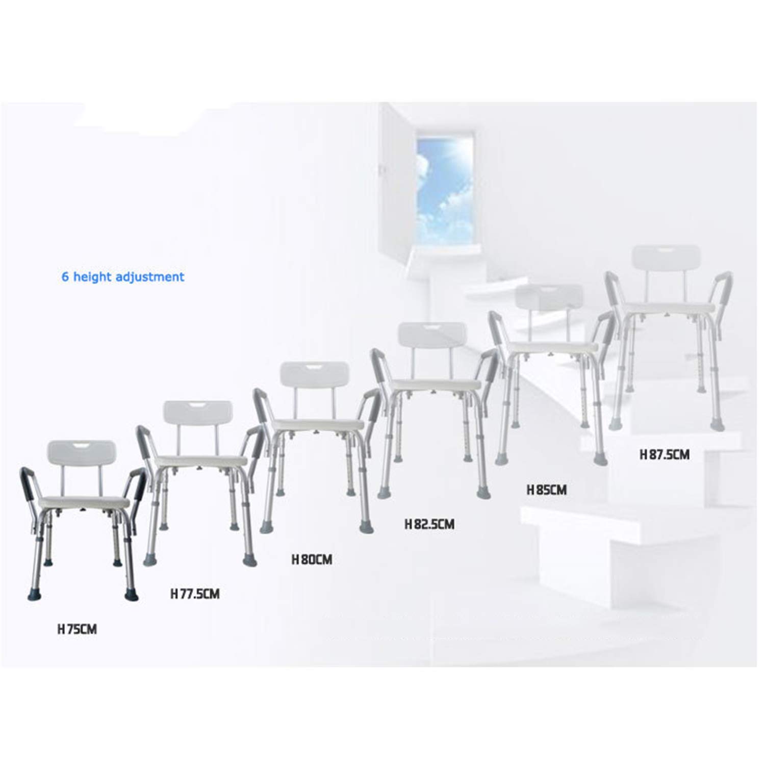 Silla De Baño, Taburete Antideslizante para Ducha Infantil, Asiento De Seguridad De Maternidad para Baño para Ancianos, Altura Regulable Blue