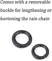 Vista 3 de Cadena de lluvia de pájaros de metal de 8.5 pies para canaletas, color negro