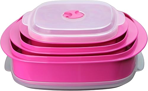 Miniatura 4 de Kit de 6 unidades de recipientes de cocina para microondas, vaporera y refrigerador, de Callypso Basics por Reston Lloyd, 1, Magenta
