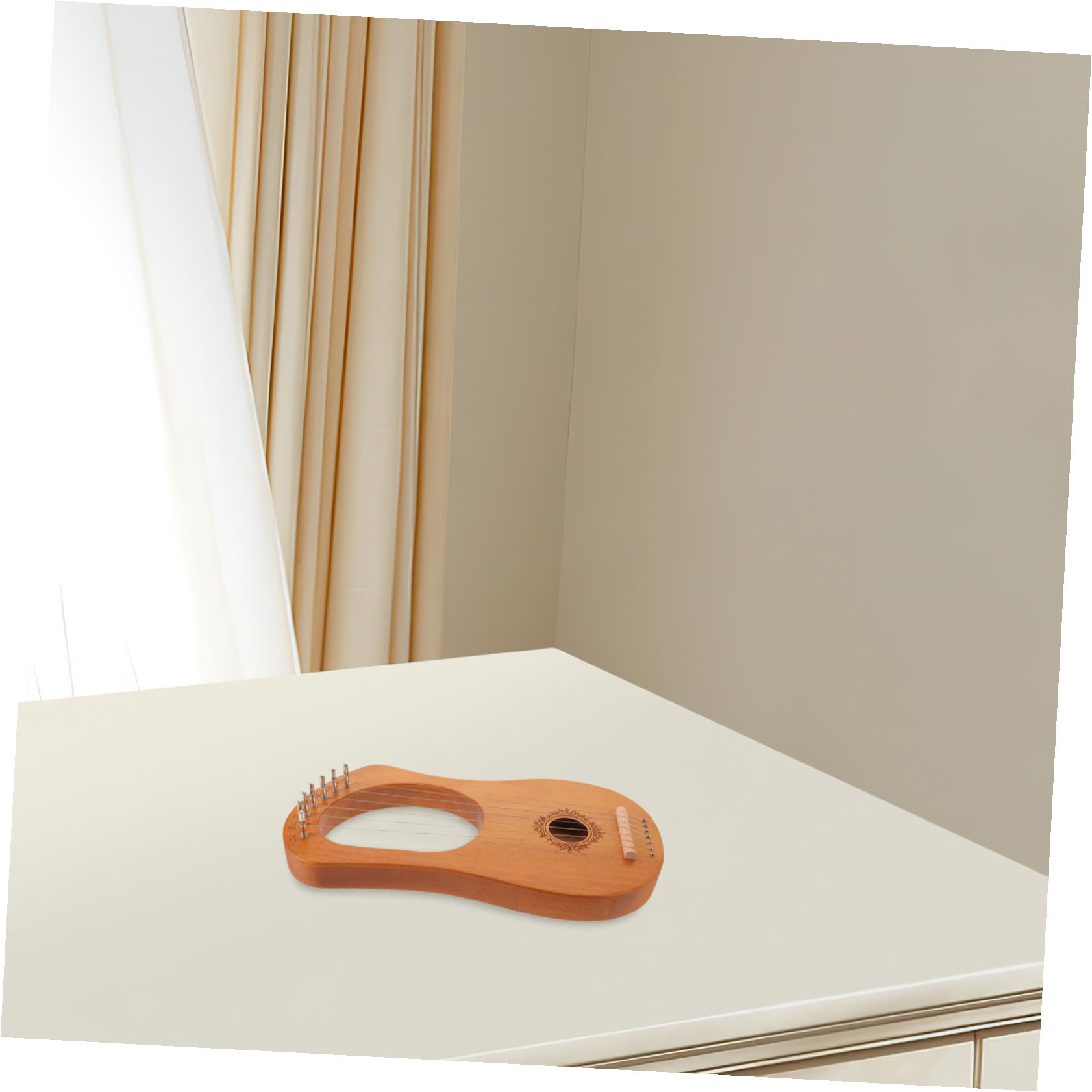 iplusmile Piccola Lira a 7 Corde in Legno con Struttura a Cassa Acustica a Farfalla, Design Leggero e Adatto a Principianti per Educazione Musicale Precoce e Riunioni Familiari