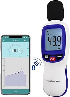 Landtek Bluetooth Decibel Meter: Portable SPL Sound Level Meter 30-130dB with App Data Logging, MAX/MIN, Backlit LCD