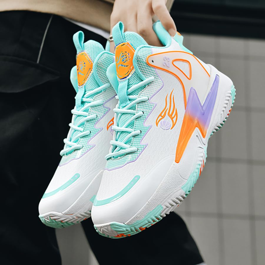 Image of Basketball Shoes for Womens Mens Fashion Comfortable Volleyball Sneakers Breathable High Top Non Slip Outdoor Sport Woman Man Shoe