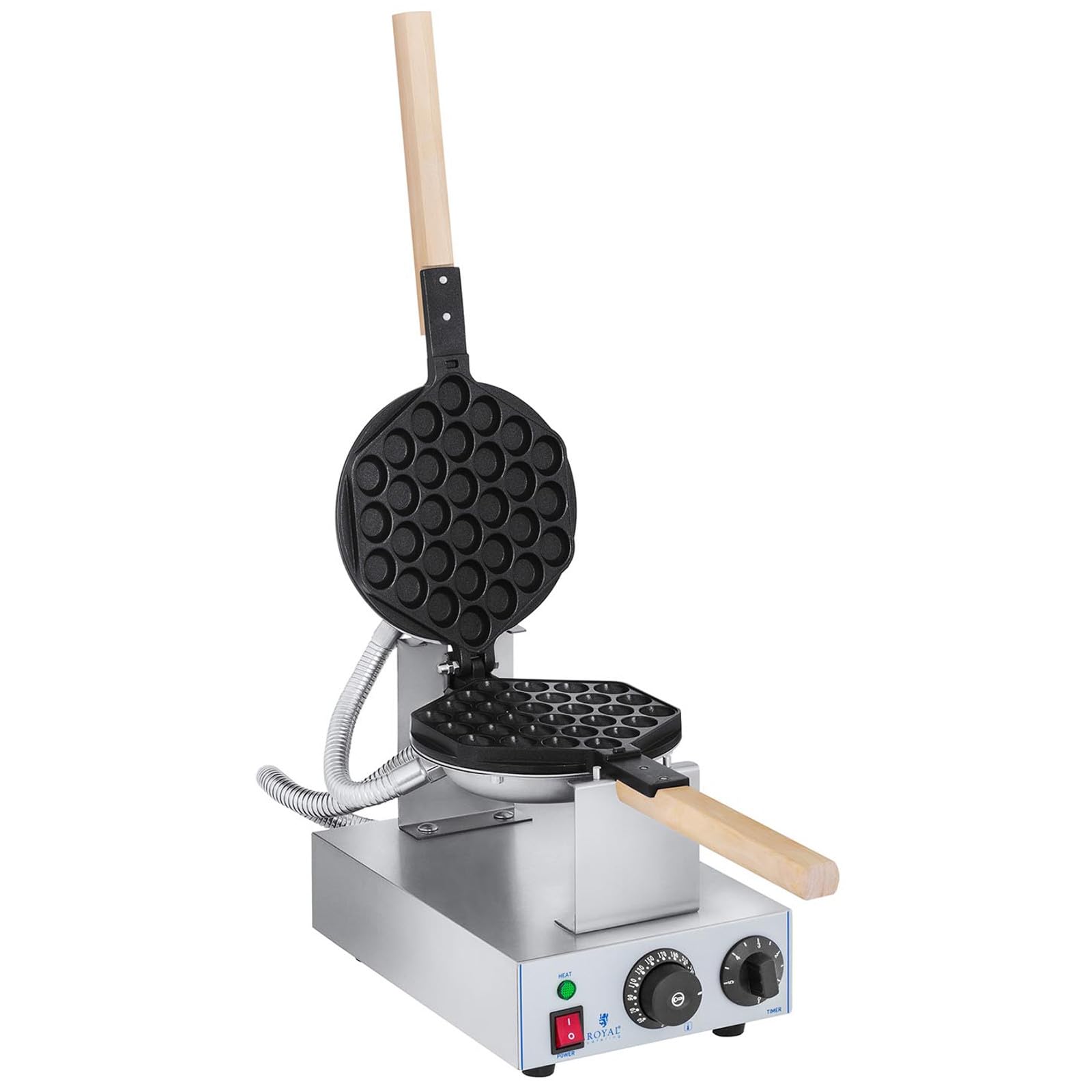 Royal Catering Gofrera con Base de Burbujas Bubble Waffle Maker RCWM-1400-B (1.415 W, Acero inoxidable y Aluminio, Temperatura 50-250 °C)