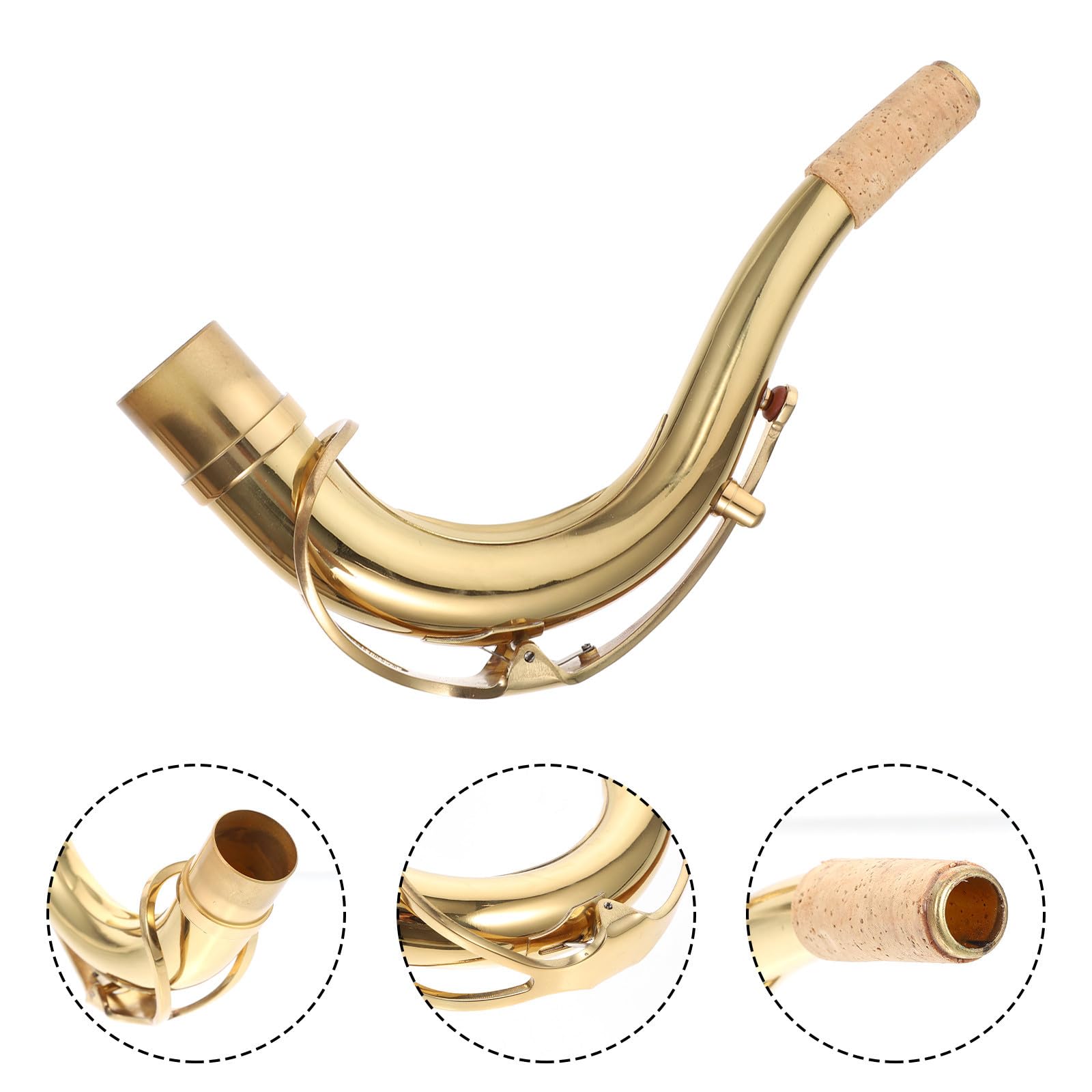 TOYANDONA Collo per Sassofono in Ottone Dorato, Accessorio di Ricambio Professionale e Conveniente per Sassofono, Parte di Sostituzione per Musicisti Amatori e Professionisti