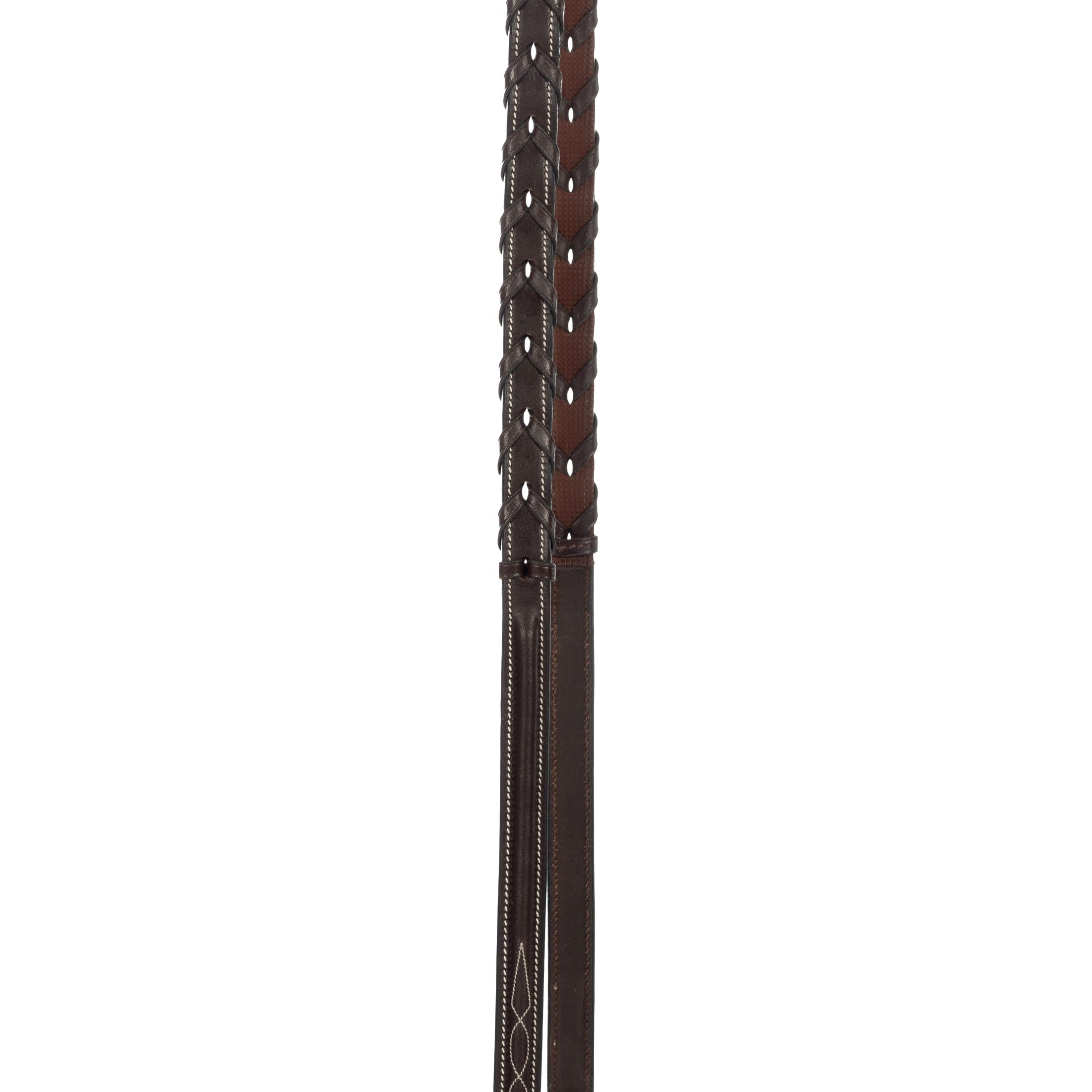 Equinavia Valkyrie Rubber Lined Laced Reins - Chocolate Brown - Horse