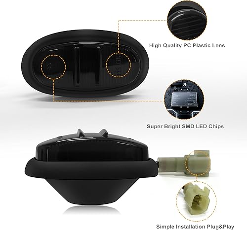 Miniatura 3 de NEIFILES Luces LED de doble guardabarros laterales delantero trasero parachoques lámparas ahumadas compatibles con Ford F150 2009 F150 Raptor