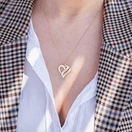 MYKA-Personalized-Engraved-Two-Hearts-Forever-One-Pendant-Necklace-with-Diamonds-Personalized-Inscription-Custom-Gift-for-Wife-Mother-Women-Grandma-Jewelry-Gift-for-Mothers-Day-Xmas-Christmas-Birthday