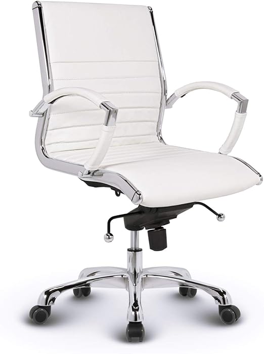 VERSEE Premium Echt-Leder Bürostuhl Montreal in Weiss - Ergonomischer ...