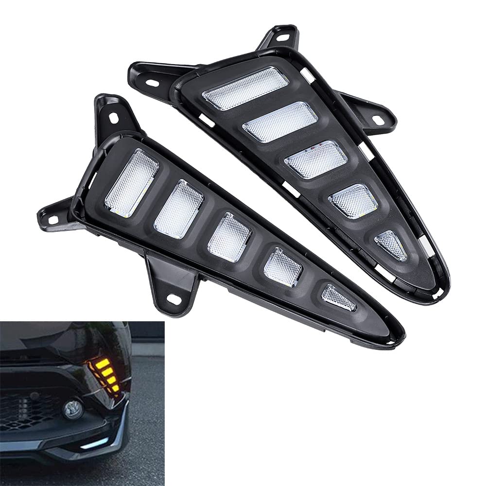 Compatible with Toyota C-HR CHR 2016-2019 DRL LED Daytime Running Light Turn Signal Amber/White, 2pcs Left Right