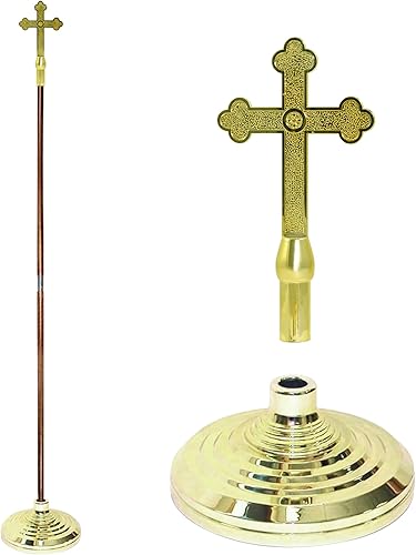 Vista 22 de Super Tough Kit de mástil de bandera para interiores de 8 pies – Águila de metal – Base de textura dorada – Mástil de aluminio con acabado de latón