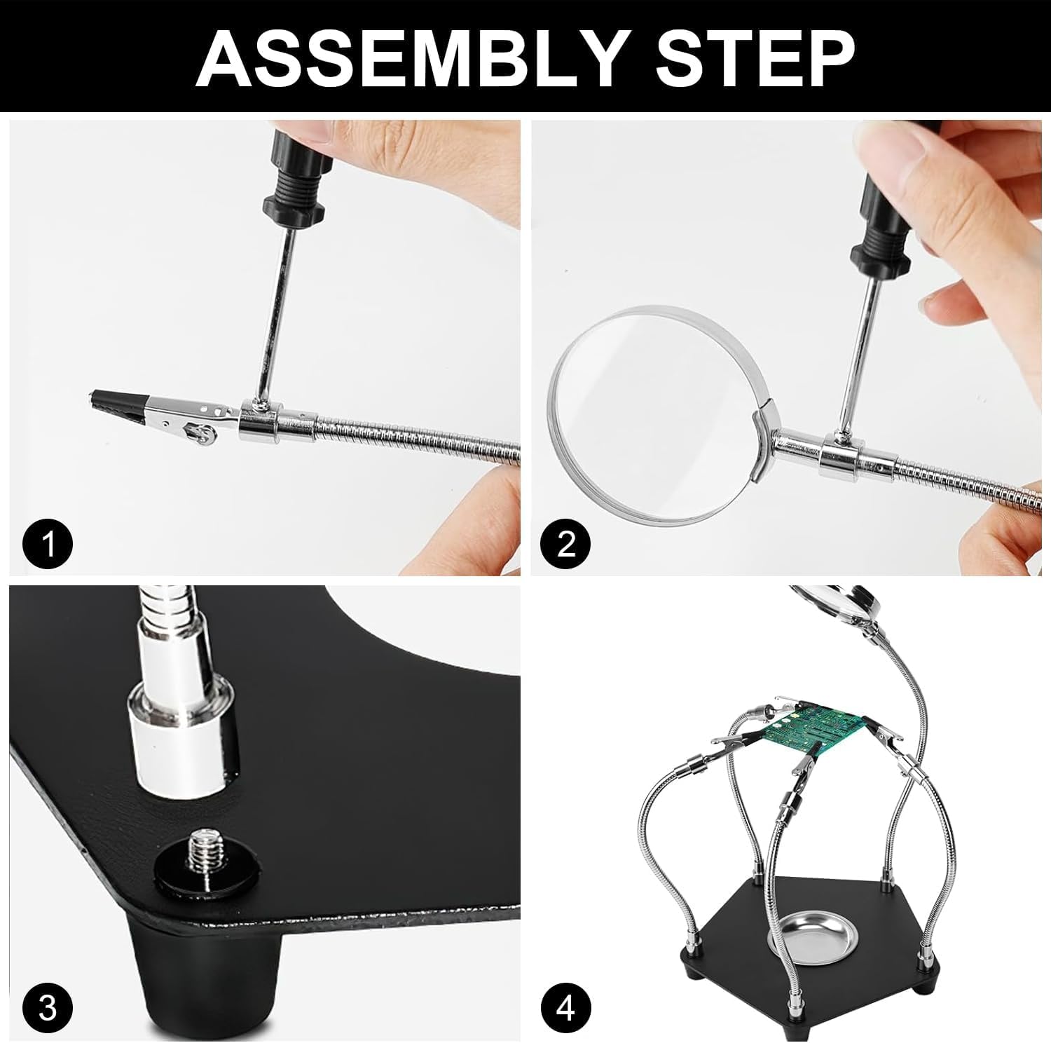 Terza Mano Per Saldatura Con Lente D'ingrandimento 3X - Supporto Regolabile Per Circuiti, Hobby E Elettronica - Foto 8