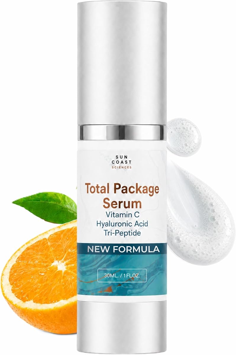Total Package Serum - Vitamin C Serum with Hyaluronic Acid & Peptides for Face - Hydrating Anti Aging Face Serum for Smoother, Firmer Looking Skin - 1 Fl Oz (Pack of 1)