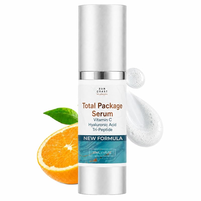 SUN COAST SCIENCES Total Package Serum Sérum facial com vitamina C, ácido hialurônico e peptídeos, 30 mL