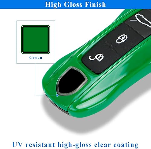 Miniatura 5 de AeroBon Funda pintada de 3 piezas para llavero compatible con carcasa de llave Porsche, repuesto de carcasa de llavero (MK2, verde)