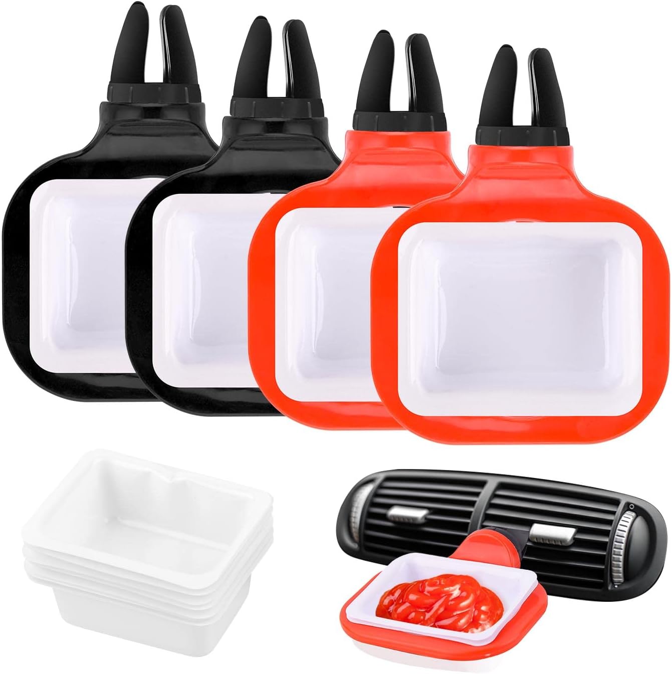 WXJ13 4 Pieces Sauce Holder for Car Dip Vent Clip for