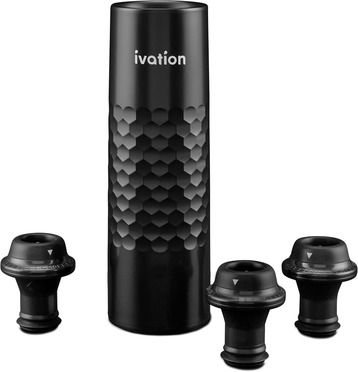 Ivation Rechargeable Wine Saver Pump with Reusable Stoppers, 6-Piece Wine Saver Preserver Gift Set with Automatic Vacuum Pump Sealer, USB Charger & 4 Universal Bottle Plugs