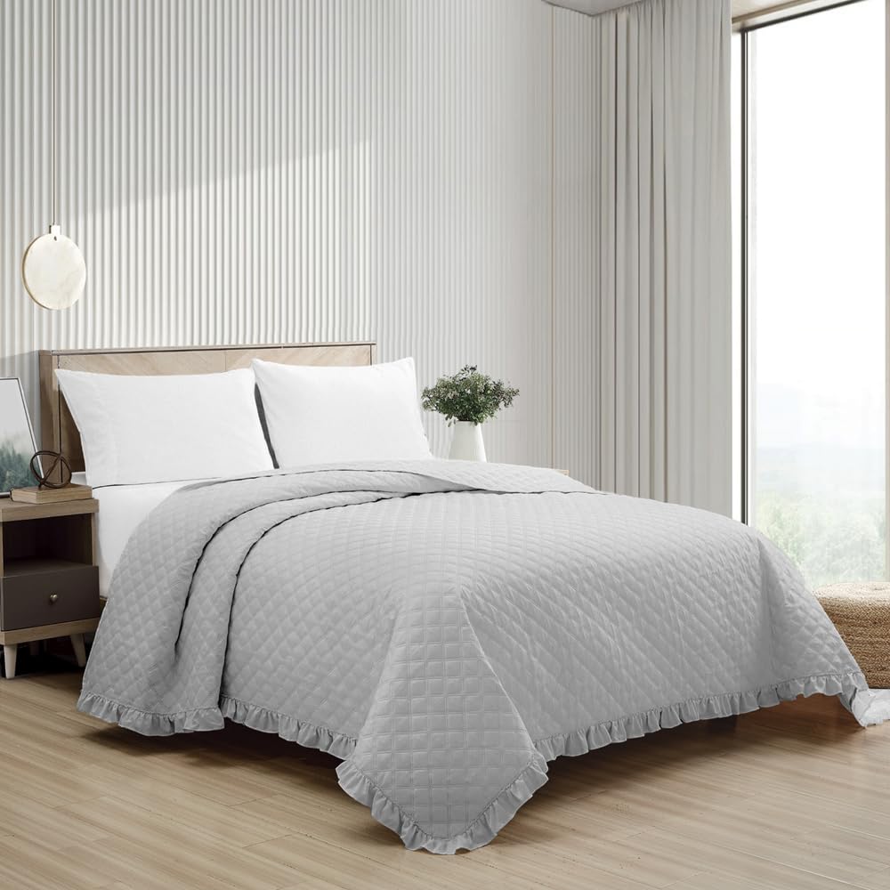 Copriletto Trapuntato Matrimoniale 250x250 Cm - Microfibra Anallergica Con Bordo Frill - Foto 8