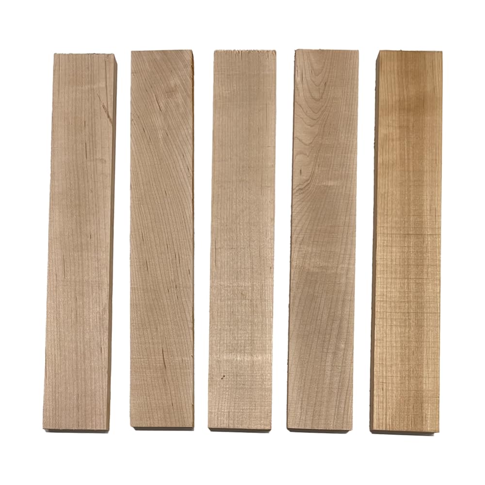 Exotic Wood Zone's Assorted Wood Hardmaple Thin Stock | Wooden Craft Carving Scrolls Short Lumber Boards | 3/8" x 2" x 12" (5 Pcs)