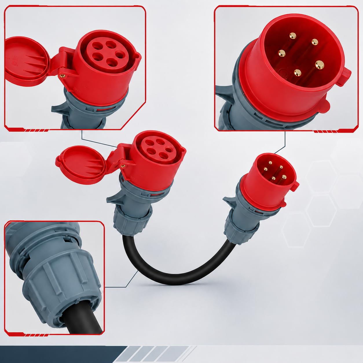 CEE Adapter 32A auf 63A 400V, 5-polig, IP44