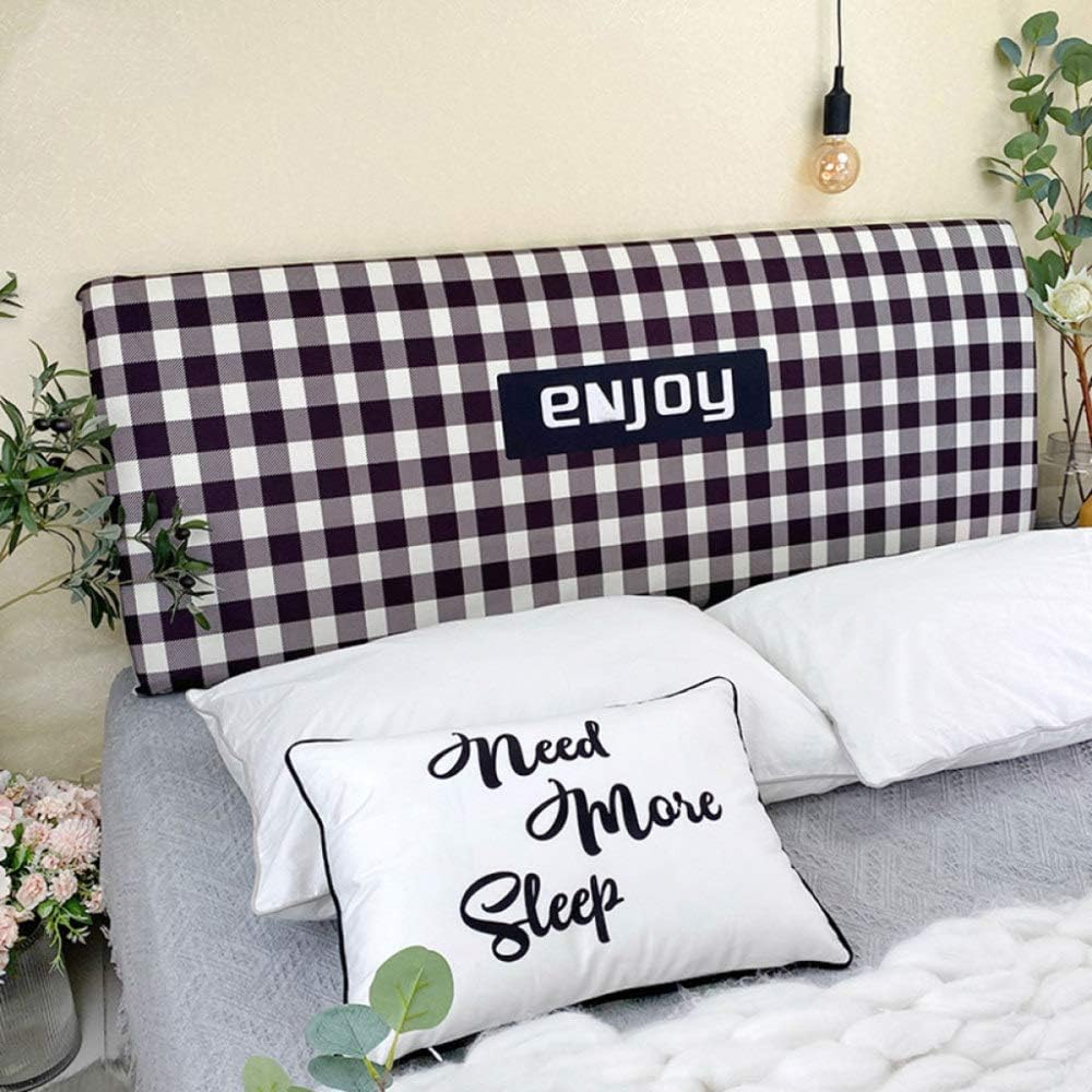 Short Plush Bed Double Queen King Bed Headboard Slip 360° All Inclusive Stretch Bed Head Backrest Protector Dustproof for Bedroom Decoration R-Length:150cm(H Length:120cm)