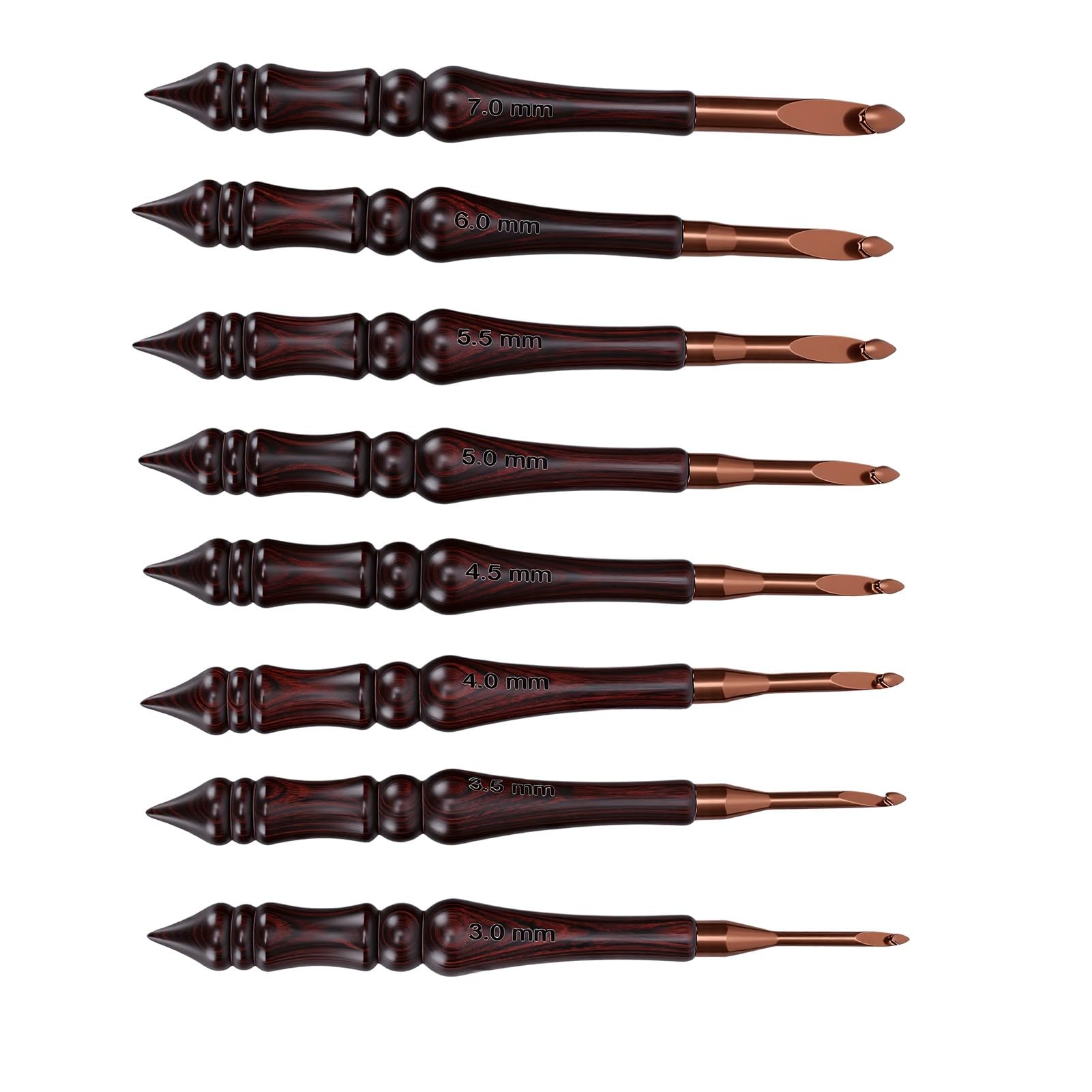 OEBUAFI Zestaw Szydełek 8 Sztuk, 3mm-7mm Ergonomiczny Drewniany Uchwyt