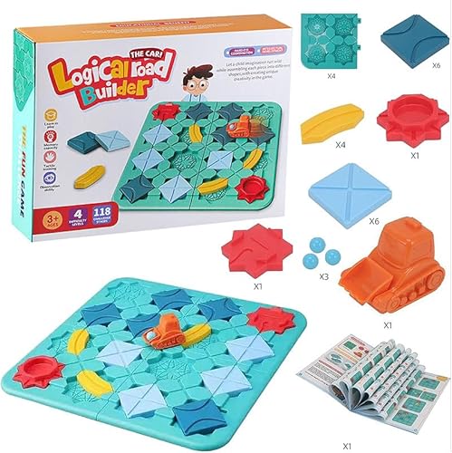 Logical Road Builder STEM Toy, Educational Brain Teaser Puzzle Game for Kids, 118 Levels, Preschool Learning Montessori Board Game, Birthday Gift for Kids Age 4-8