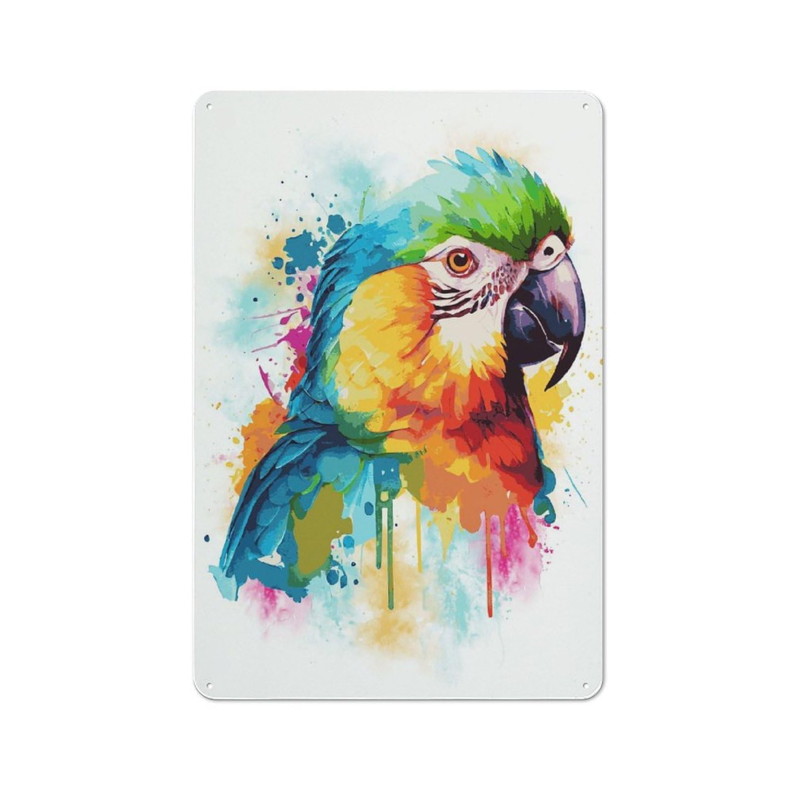 Abstract Parrot Painting Cottage Metal Wall Decor 30x20cm, Shed Metal Sign for Conservatory, Home Bar Or Utility Room