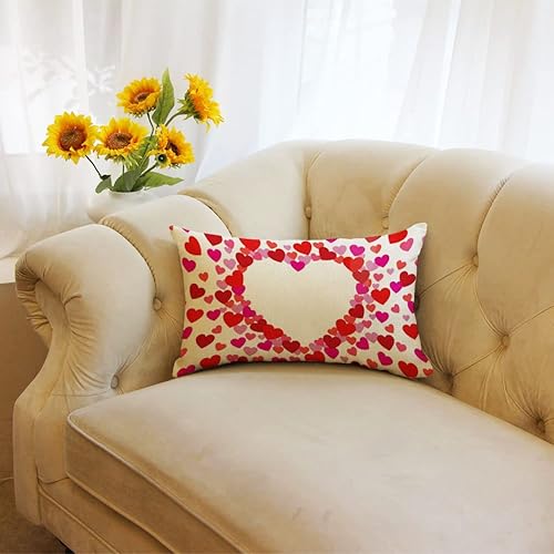 Miniatura 5 de Ogiselestyle Funda de almohada lumbar de corazón de amor de San Valentín, 12 x 20 pulgadas, decoración de aniversario, boda, para sofá