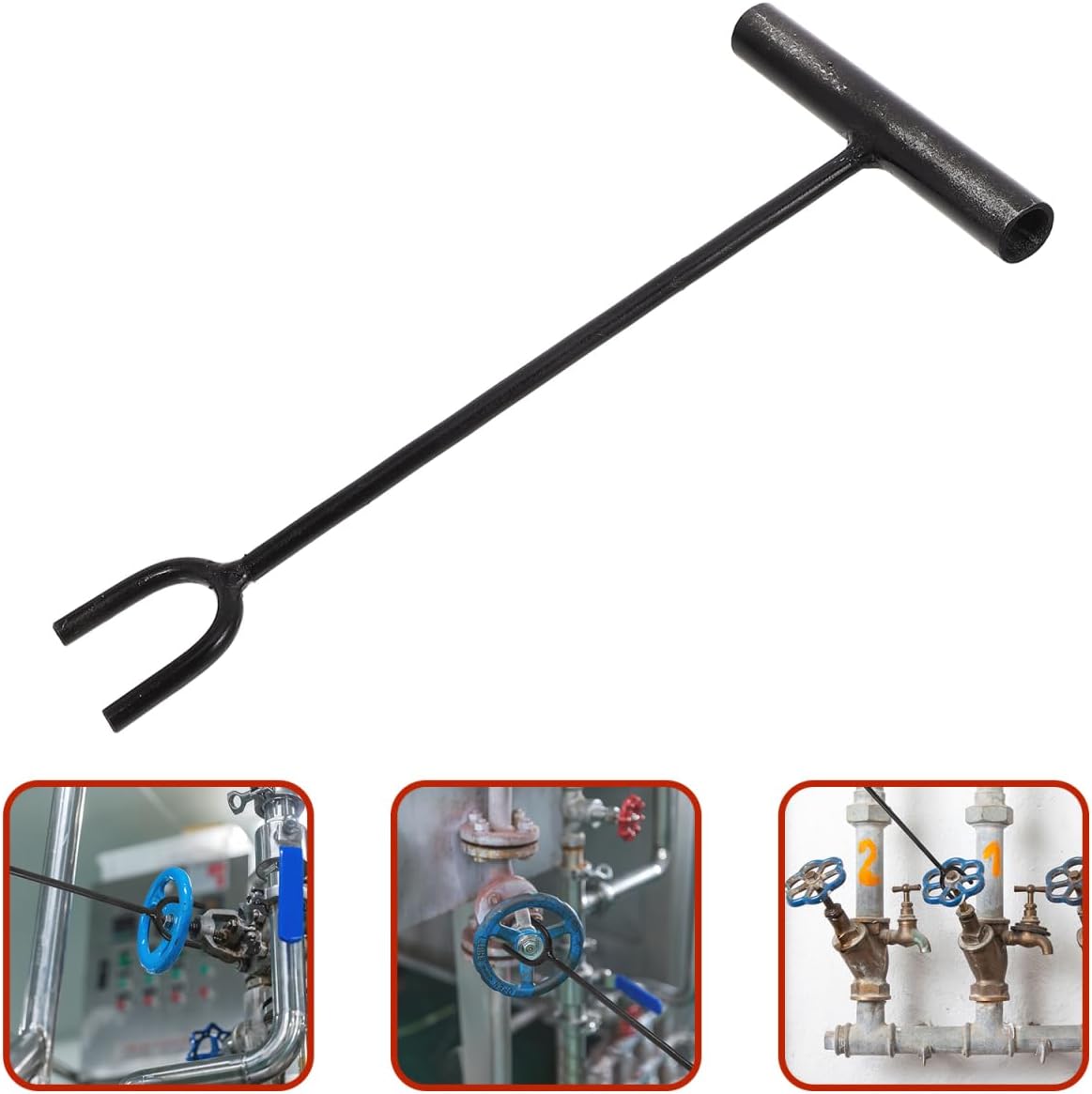 Gadpiparty Water Meter Key Shut Off Tool, with Long Rod Valve Switch Wrench for Water Meter Shut off and Drain Cover Hook Multi Functional Valve Tool
