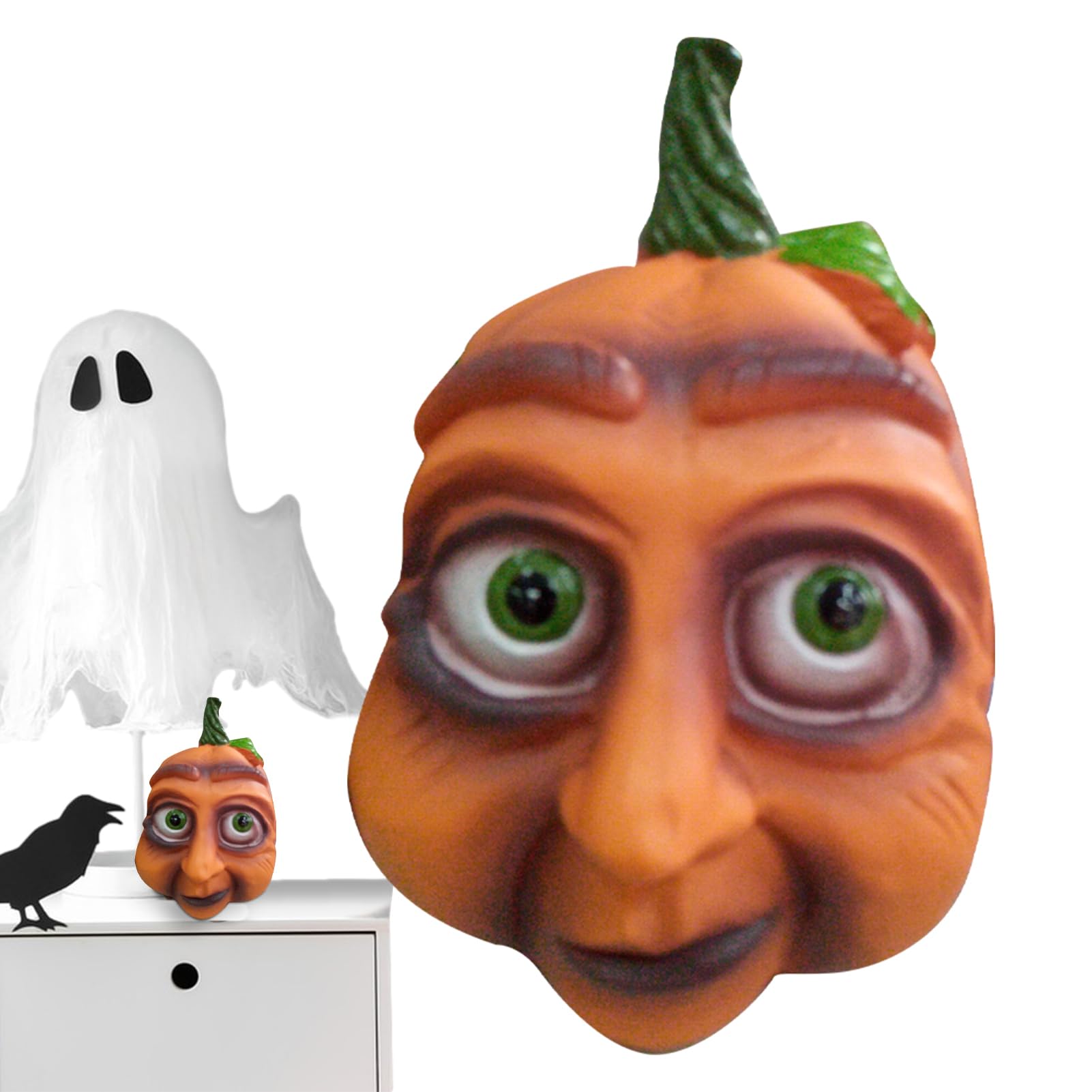 Citrouille expressive d'Halloween en résine pour décoration de table festive