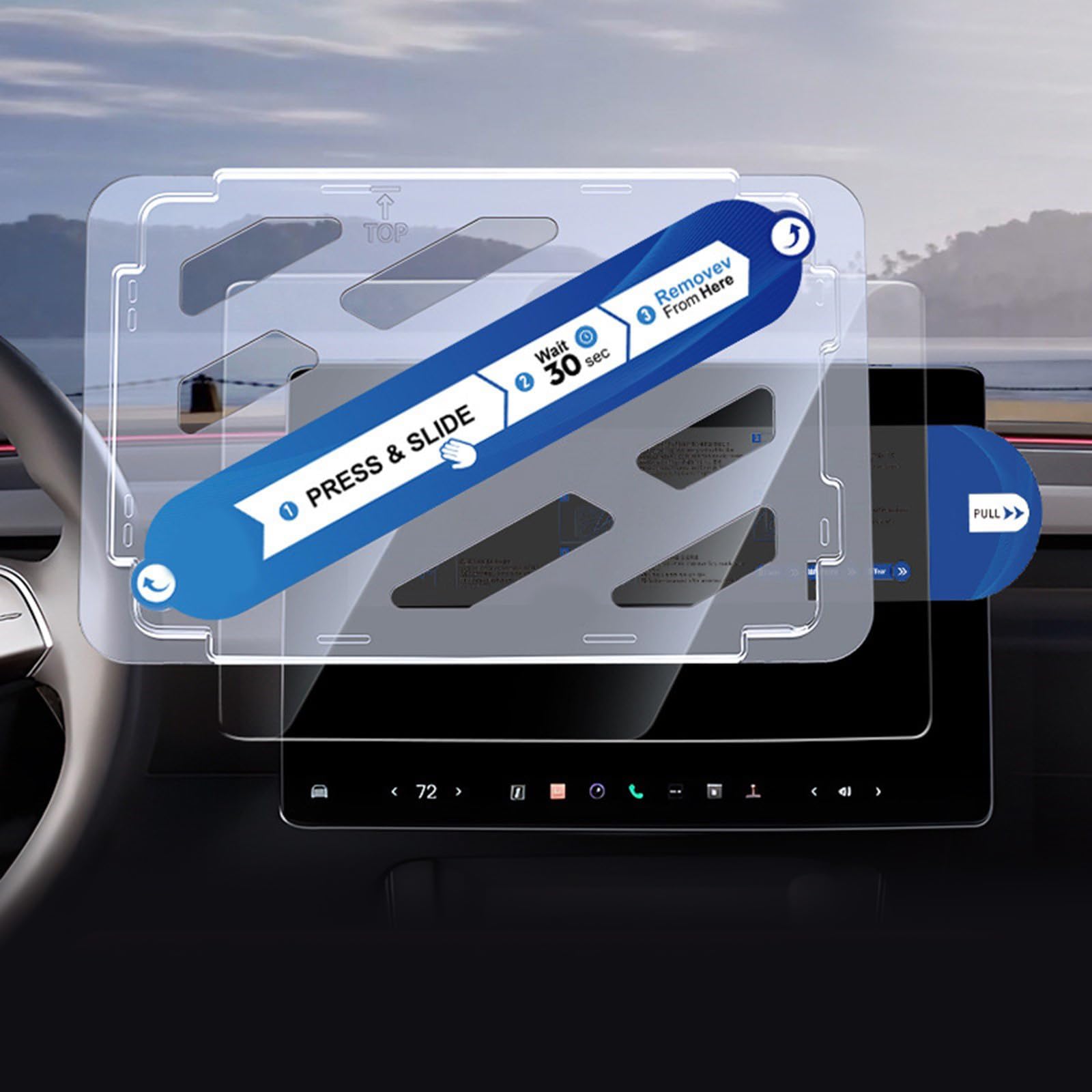 Protezione dello schermo 3Y Juniper Glass Protector Posizione Incorniciato Facile installazione Posizione vetro con telaio Protezione anteriore posteriore Protezione di controllo centrale Facile