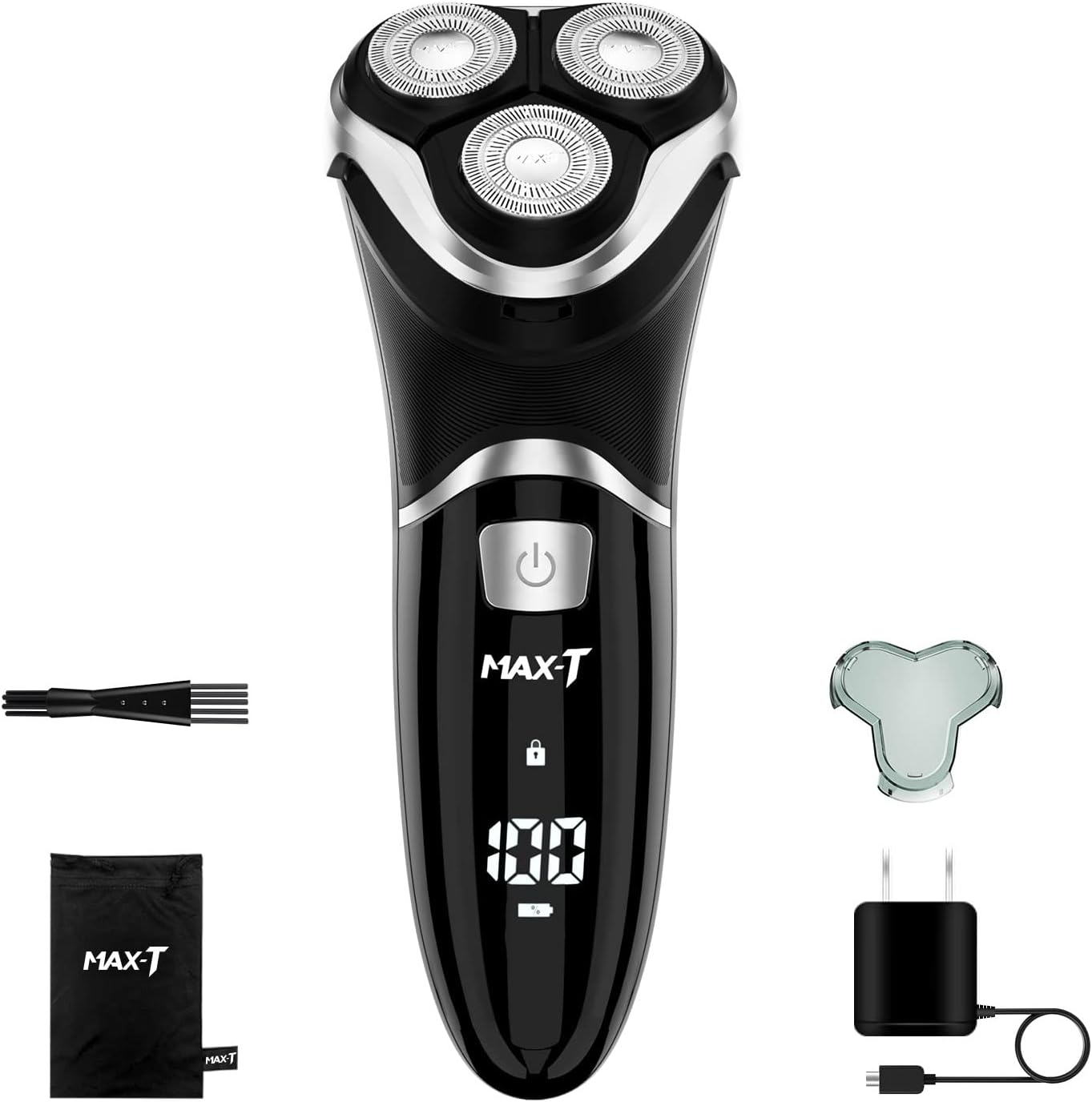 Men's Electric Razor MAXT Quick Rechargeable Rotary Shaver with LCD