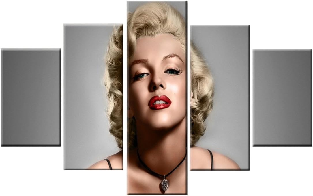 AGCary 5 Piece Unframed HD Marilyn Monroe Poster Artwork Print Canvas Painting Wall Decor for Living Room, Bedroom, Hotel, Dining Room,Bar(Marilyn Monroe, 8x12 x 2pcs,8x16 x 2pcs,8x20 x 1pcs)