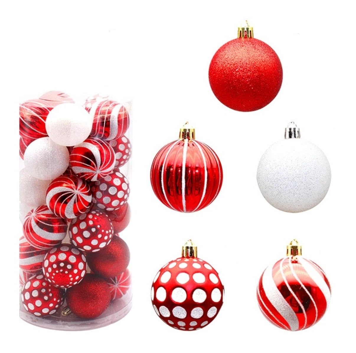 Baumschmuck 30-teiliges Weihnachtskugel-Ornament-Set, Weihnachtsbaumschmuck, Bruchsichere Hängende Kugeln Für Urlaub, Party, Hochzeit Weihnachtskugeln(D)