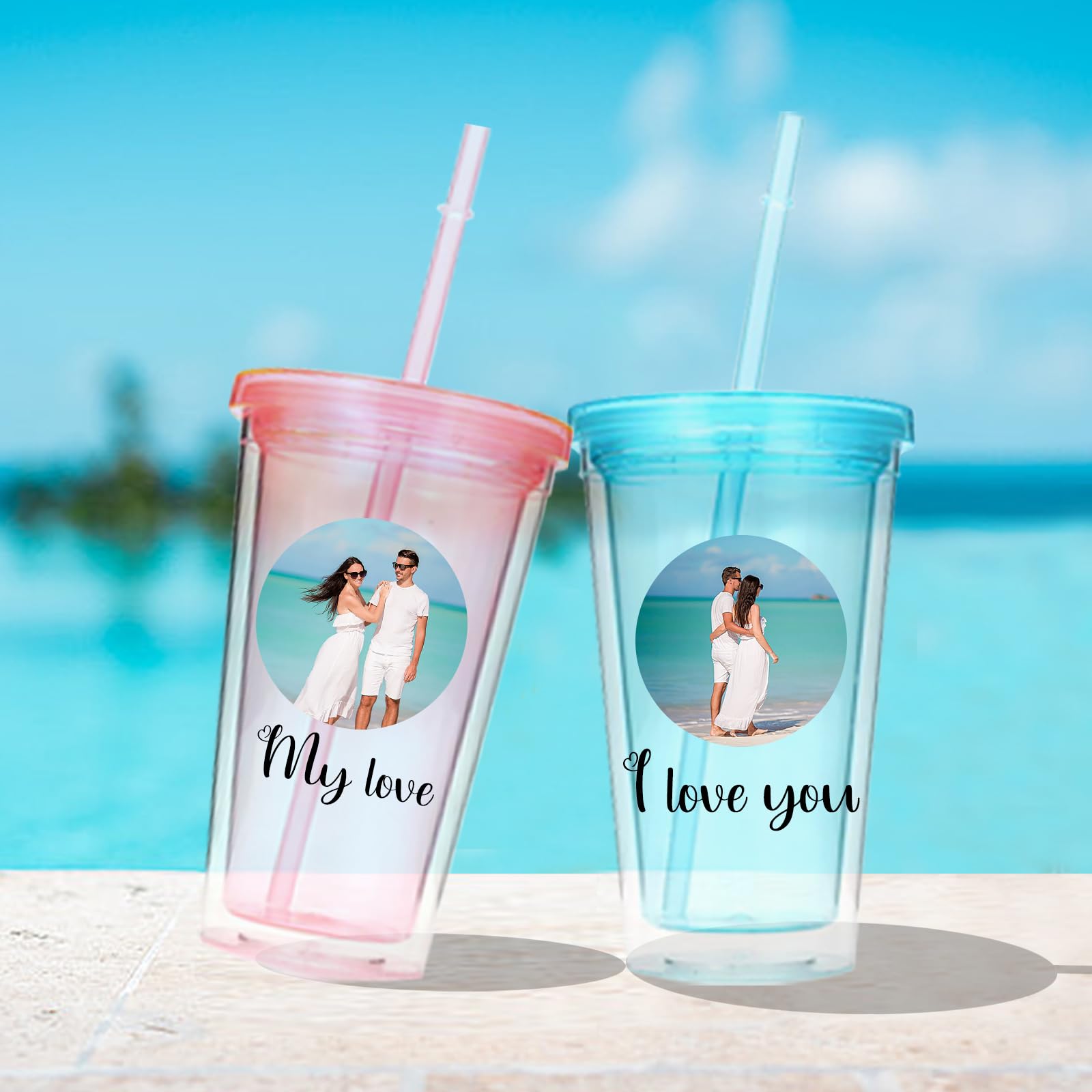 Amazon.com | Personalized Plastic Tumblers with Names Double Wall Insulated  16oz Custom Cup with Lid Straw Customized Tumbler Valentine's Day Birthday  Christmas Gift: Tumblers & Water Glasses