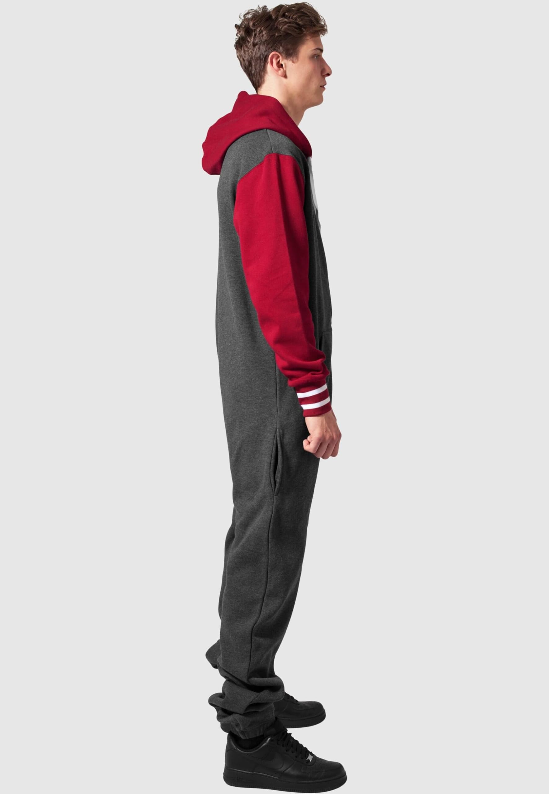 Urban Classics Męskie śpioszki College Sweat Jumpsuit, wielokolorowy (Cha/Ruby 465), XL-XXL