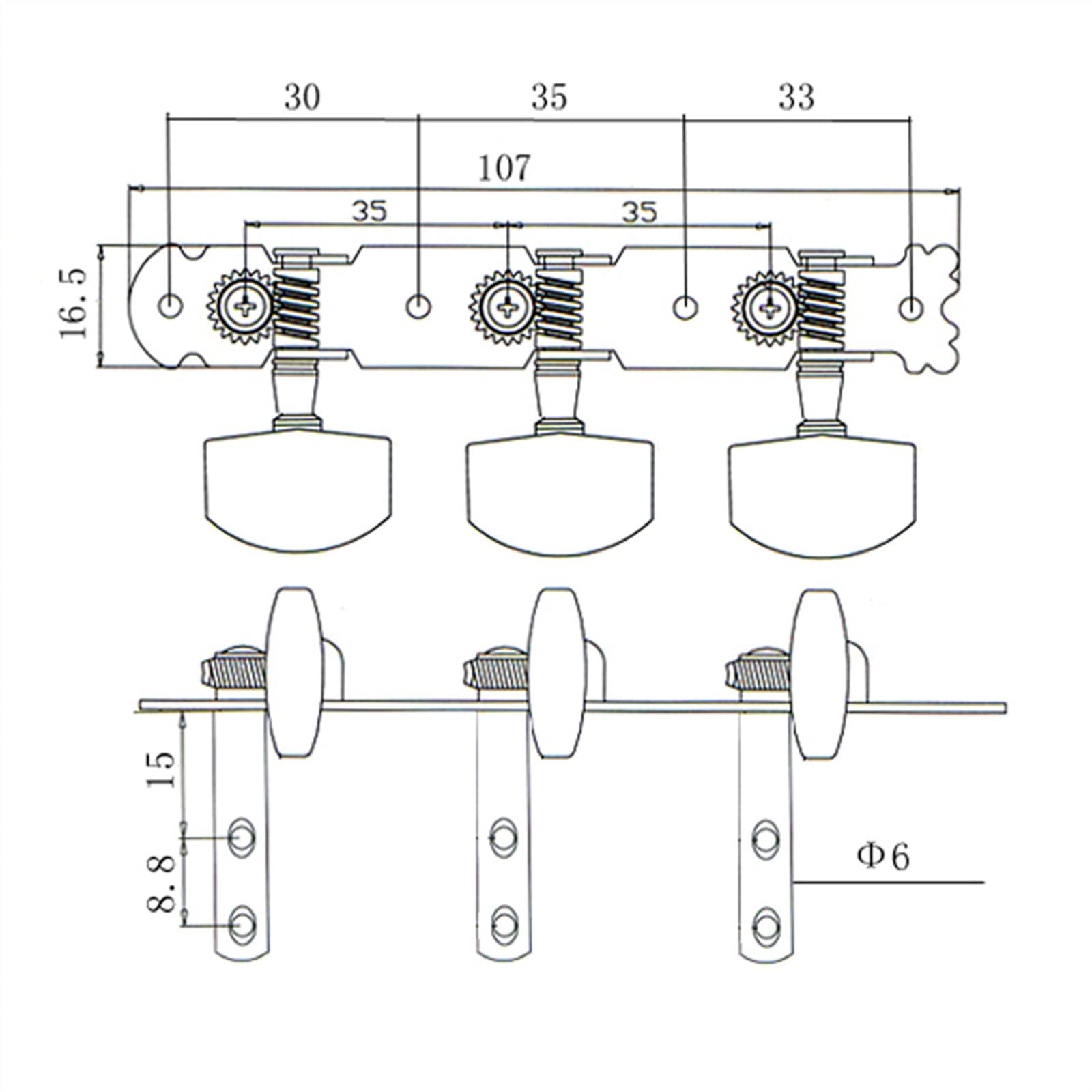 Tuner Mechaniken Knöpfe 3r3l Guitar String Tuning Pegs Tuner 3 In Line Button Für Gitarreninstrument