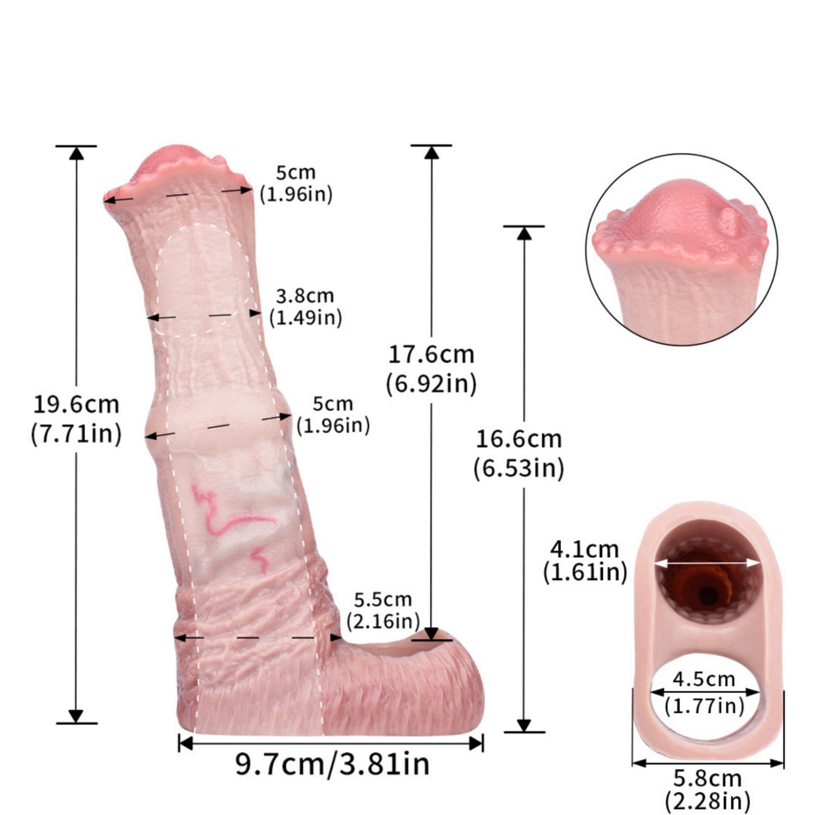 Manche De PéNis RéAliste Agrandir La Bite Anneau De Dildo Manches (19.6cm)