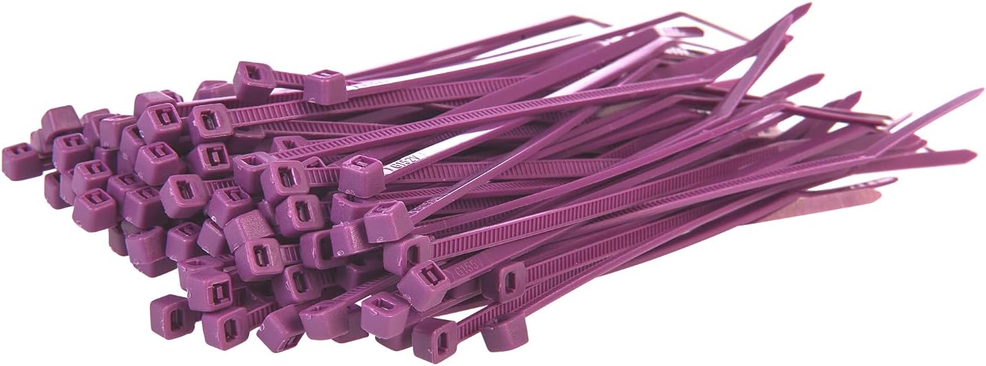 GTSE 4 Inch Purple Zip Ties, 100 Pack, 18lb Strength, UV