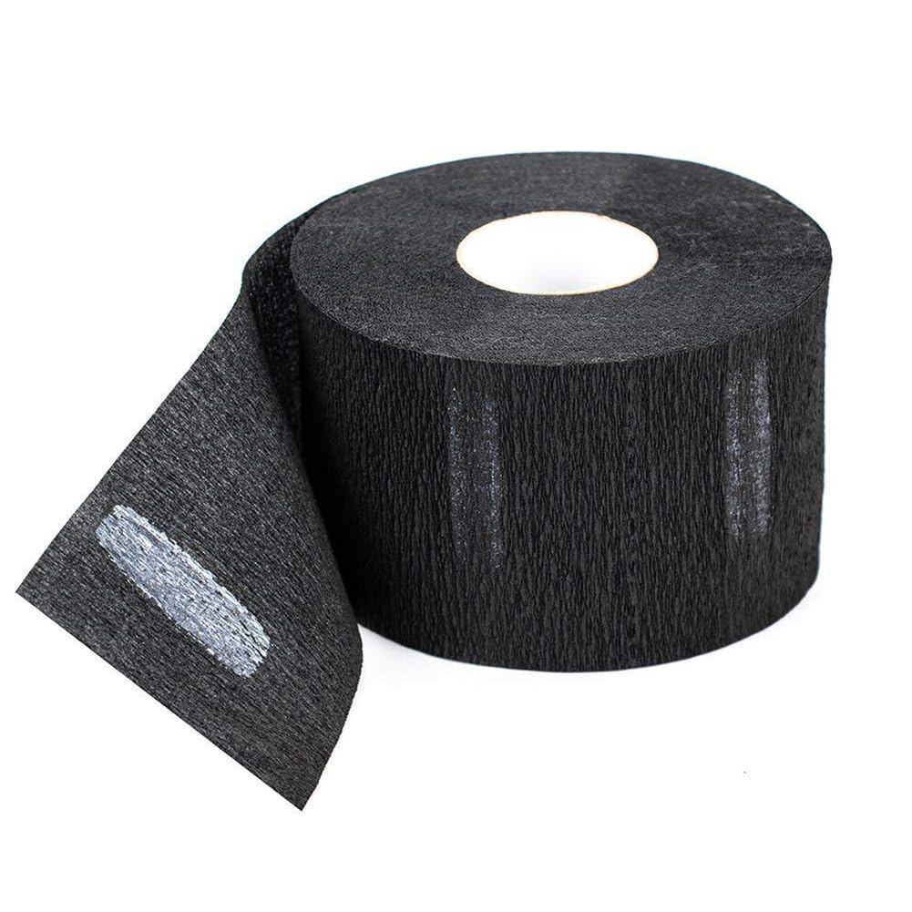2 rollos de tiras de papel negro para el cuello, banda para el cuello de peluquería, tiras de papel para peinar, suministros de corte de pelo para salón de peluquería, tienda